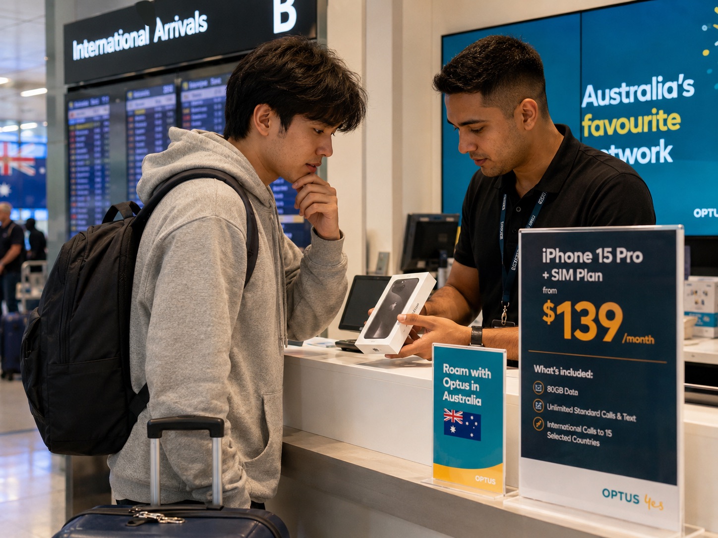 International student arriving in Australia with phone in hand